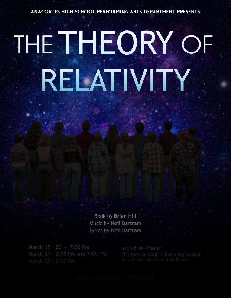 Poster for The Theory of Relativity, designed by student Marly K. Fae.