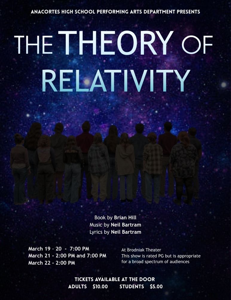 Poster for The Theory of Relativity, designed by student Marley K. Fae.