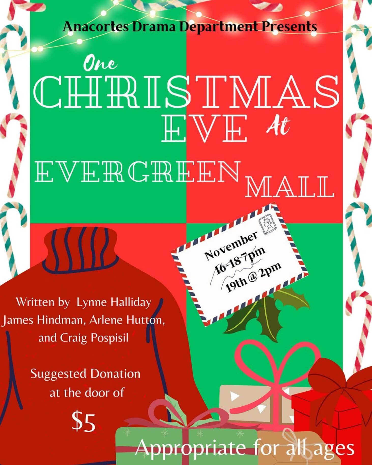 One Christmas at Evergreen Mall, November 2023 at Anacortes High School, Brodniak Hall